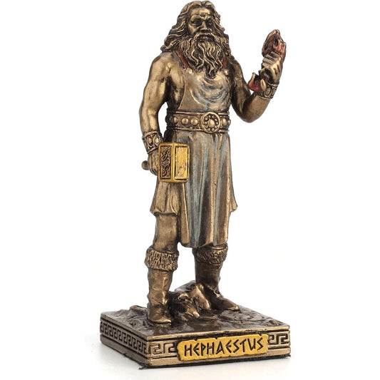 Bronze Look Finish Hephaestus Mini Statue Hand Painted 3 1/2"