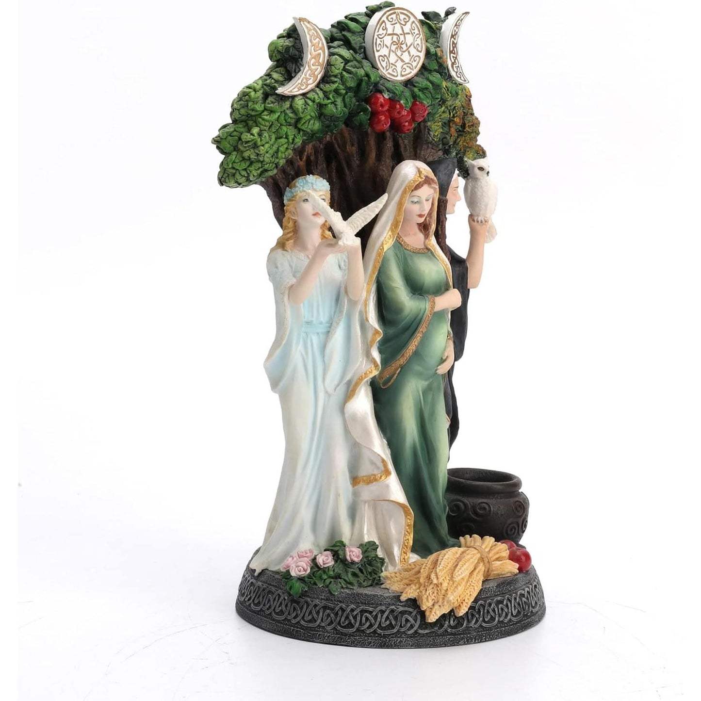 Painted Triple Goddess Mother Maiden Crone Statue