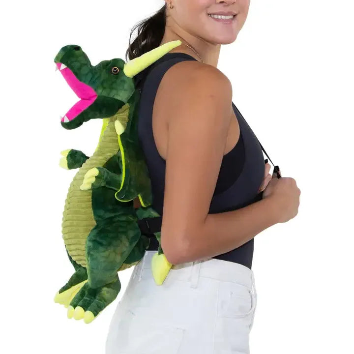 Furry Green Dragon Backpack