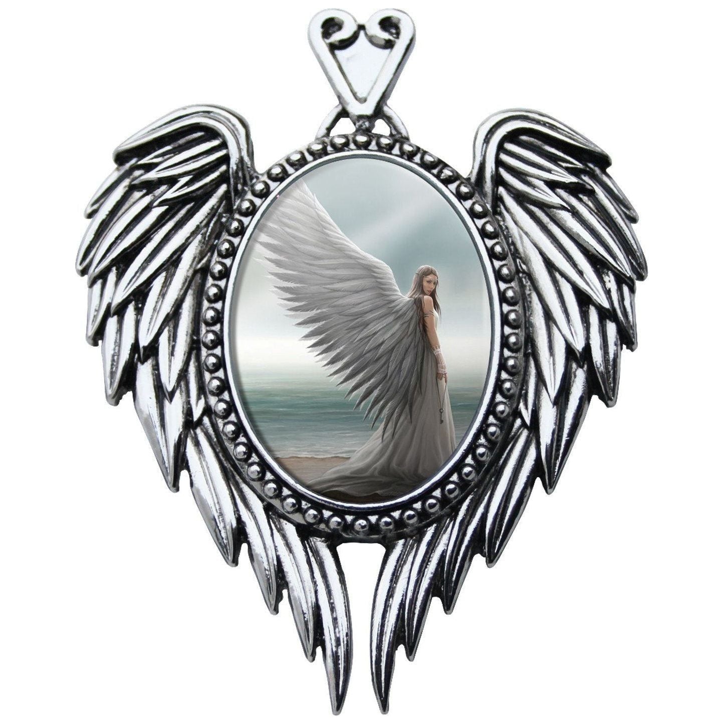 Anne Stokes Cameo Necklace White Winged Angel Spirit Guide Gothic
