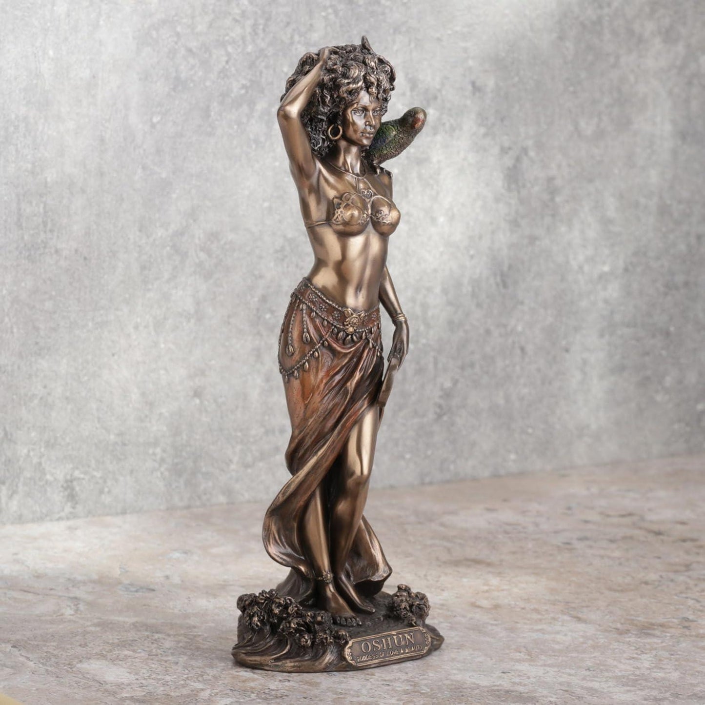 9.5 Inch Tall Oshun The Orisha of Love, Marriage, and Fertility Cold Cast Resin Antique Bronze Finish