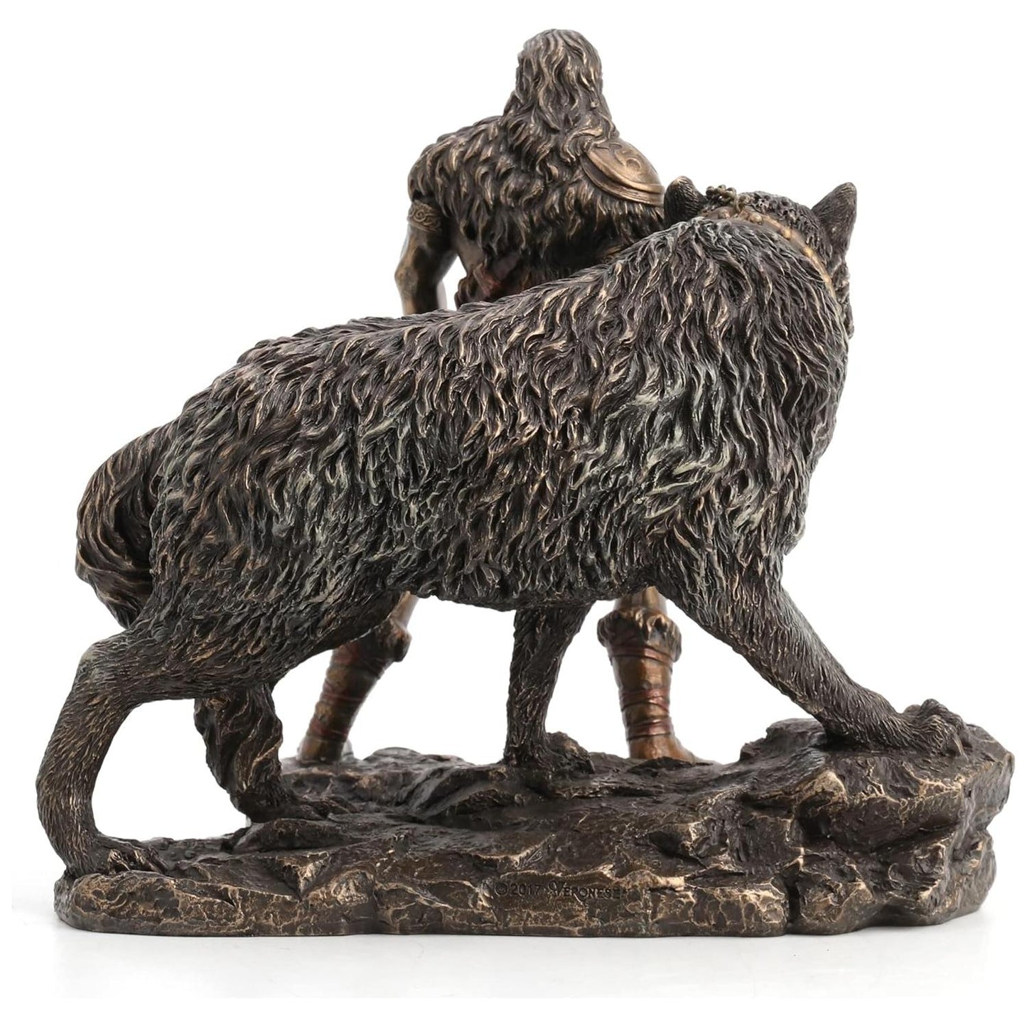 Veronese Design Norse God of Combat and Victory Tyr and The Binding of Fenrir The Wolf Bronze Finish Statue