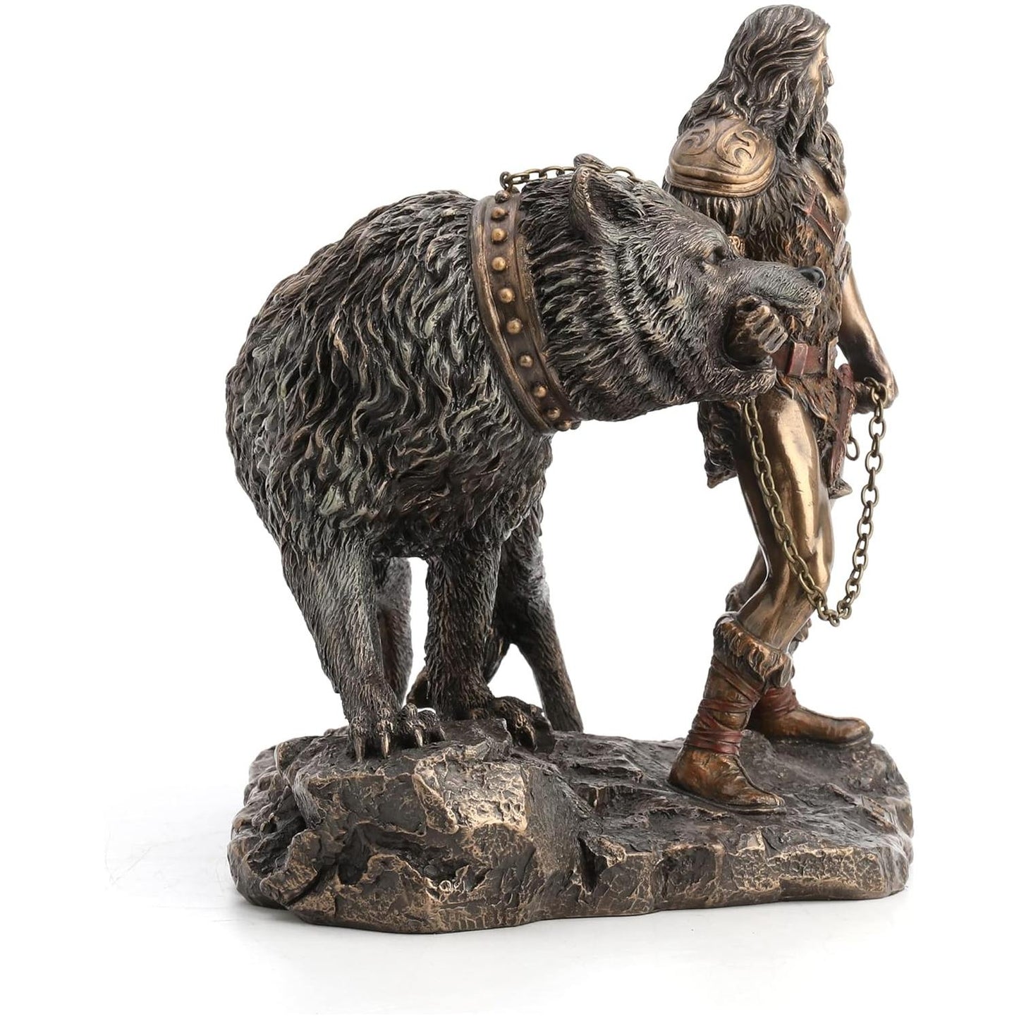 Veronese Design Norse God of Combat and Victory Tyr and The Binding of Fenrir The Wolf Bronze Finish Statue