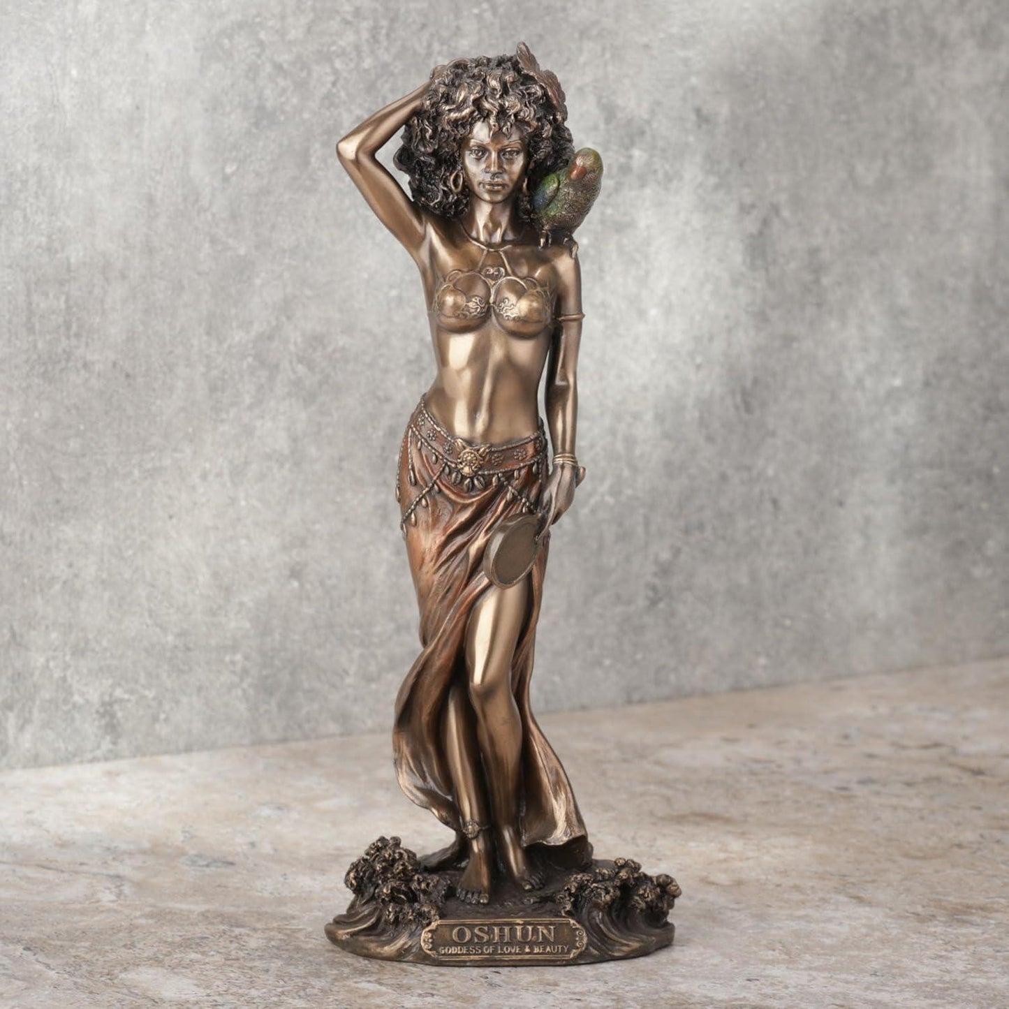 9.5 Inch Tall Oshun The Orisha of Love, Marriage, and Fertility Cold Cast Resin Antique Bronze Finish