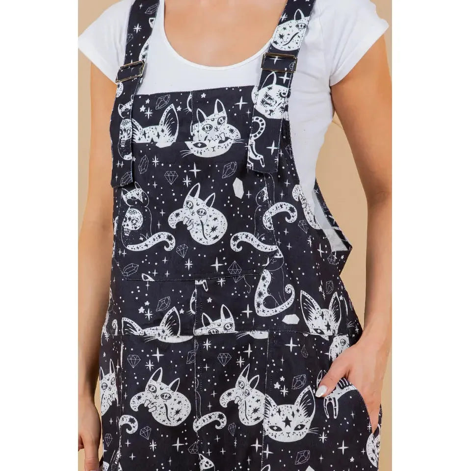 Crystal Cat Overalls Jumpsuit Sizes Small-XL