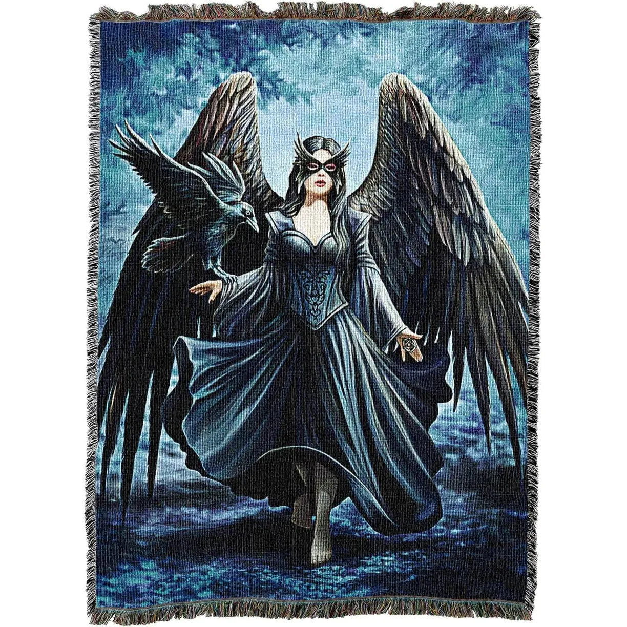 Raven Angel Tapestry Blanket by Anne Stokes