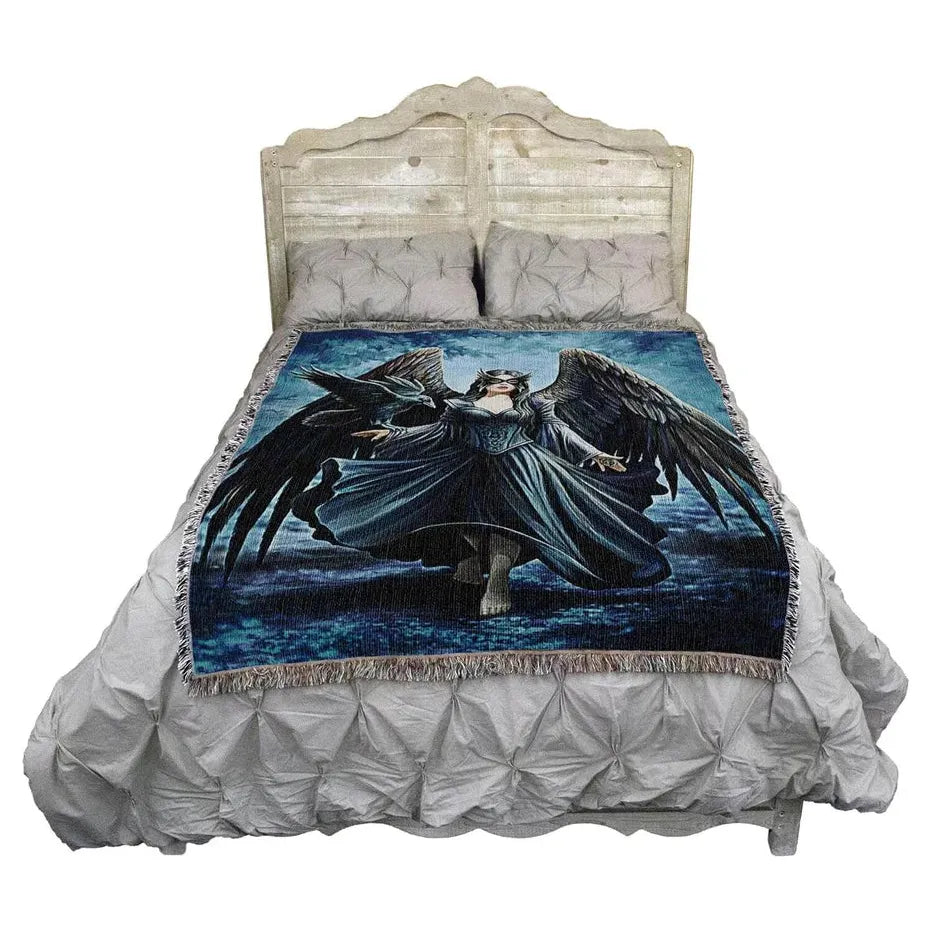 Raven Angel Tapestry Blanket by Anne Stokes