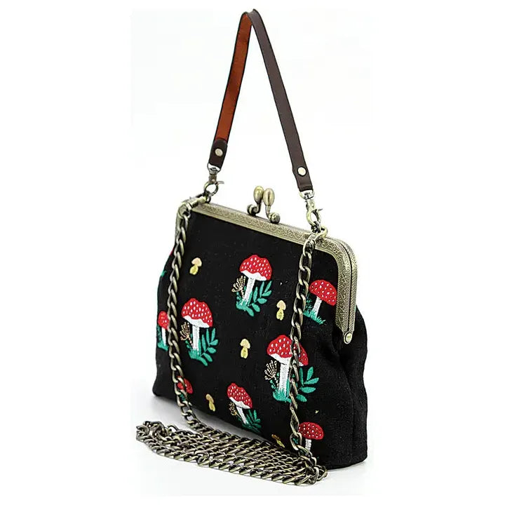 Mushrooms Toadstool Kisslock Bag Purse