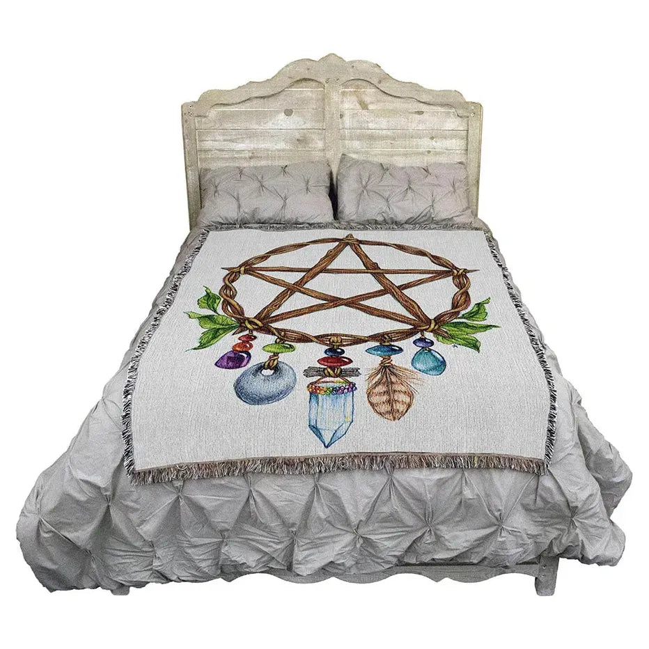 Pentacle Charm Tapestry Blanket by Jane Starr Weils