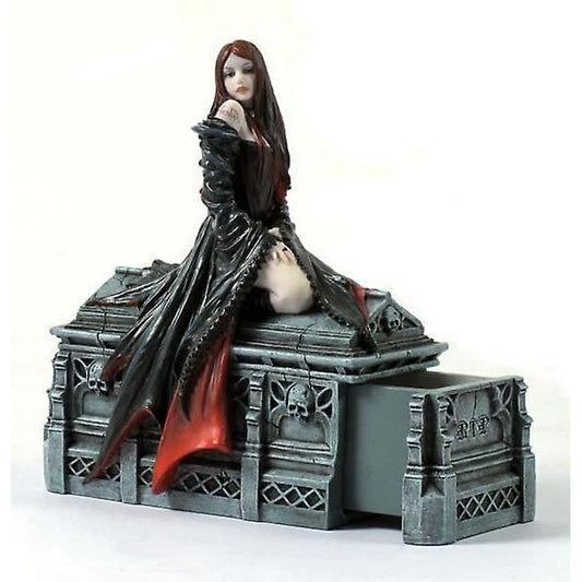 Await the Night Vampire Coffin Figurine by Anne Stokes