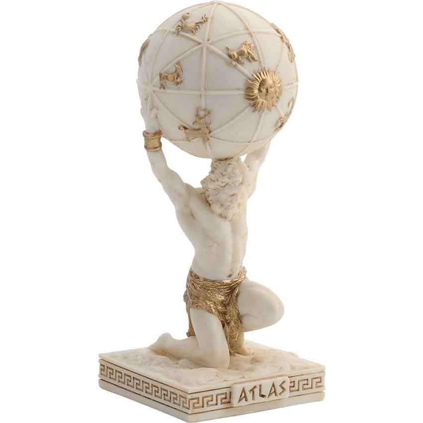 Ivory Gold Finish Atlas Mini Statue Hand Painted 3 1/2"