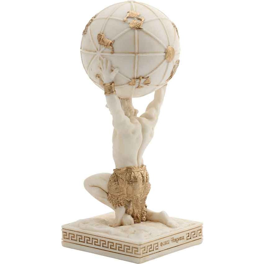 Ivory Gold Finish Atlas Mini Statue Hand Painted 3 1/2"