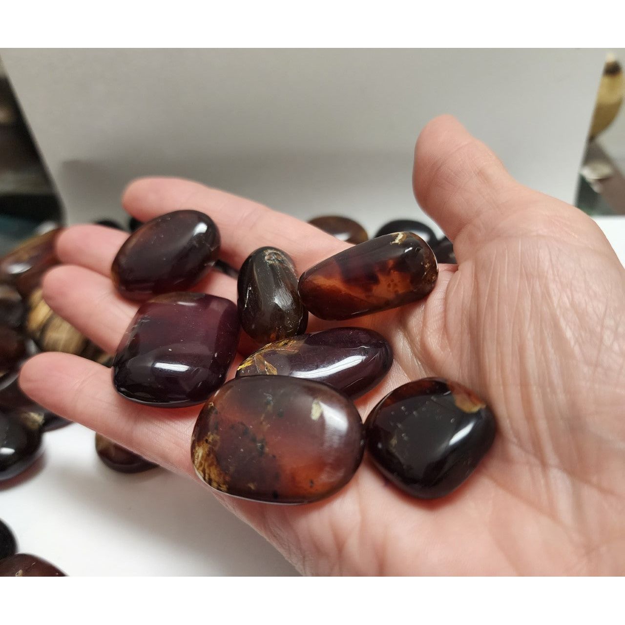 Amber, tumbled, nice-sized piece 1"-1 1/2" for soothing and relaxation