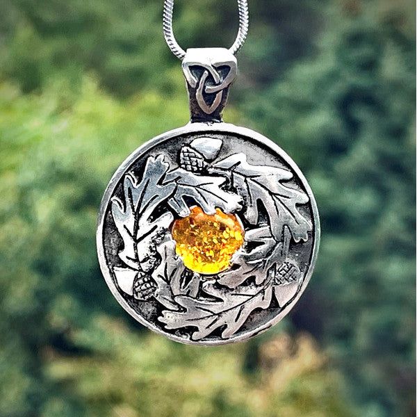 Abundance To This Person –  Amber 2 Sided Pendant