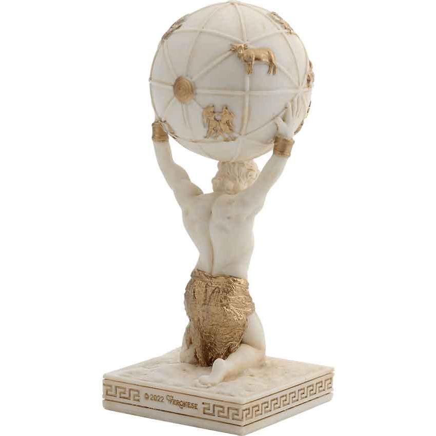 Ivory Gold Finish Atlas Mini Statue Hand Painted 3 1/2"