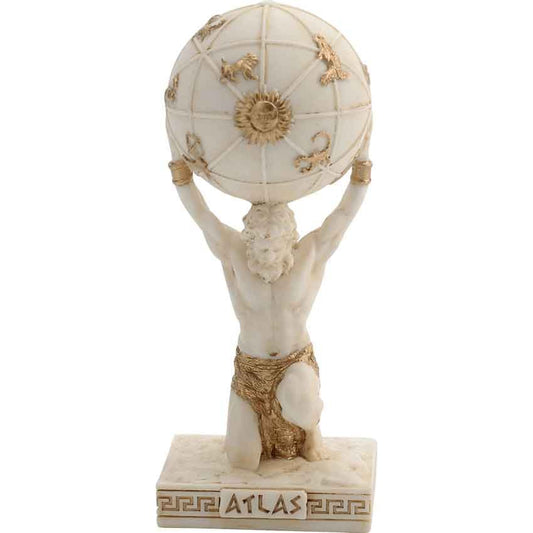 Ivory Gold Finish Atlas Mini Statue Hand Painted 3 1/2"