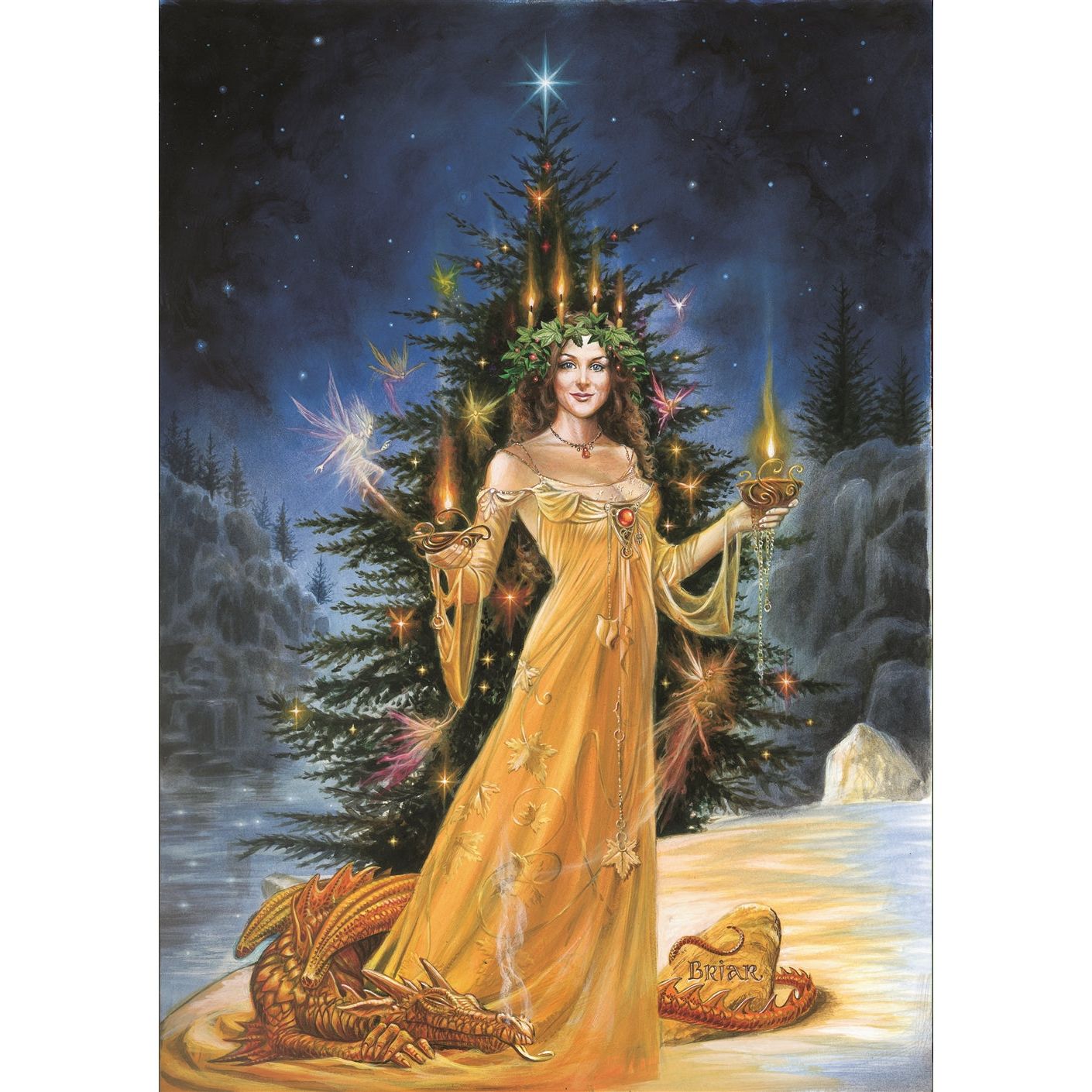 Lady of Lights Card Yule Card by Artist Briar