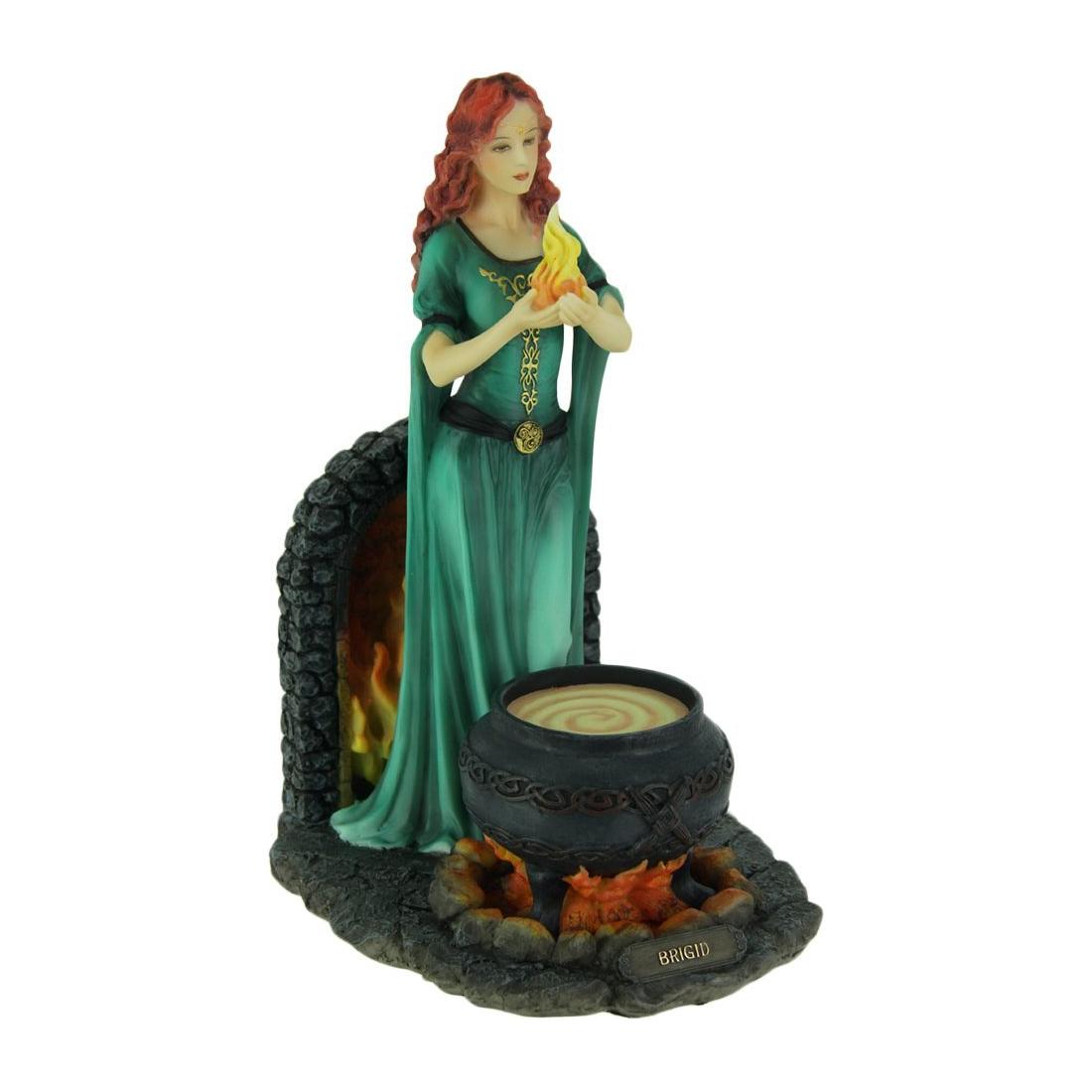 Celtic Brigid Goddess Of Hearth & Home Standing Holding Sacred Flame Statue