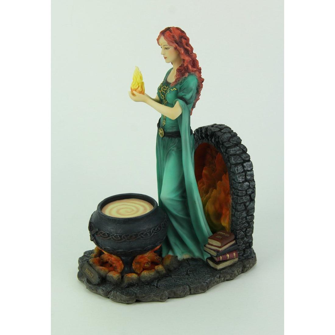 Celtic Brigid Goddess Of Hearth & Home Standing Holding Sacred Flame Statue