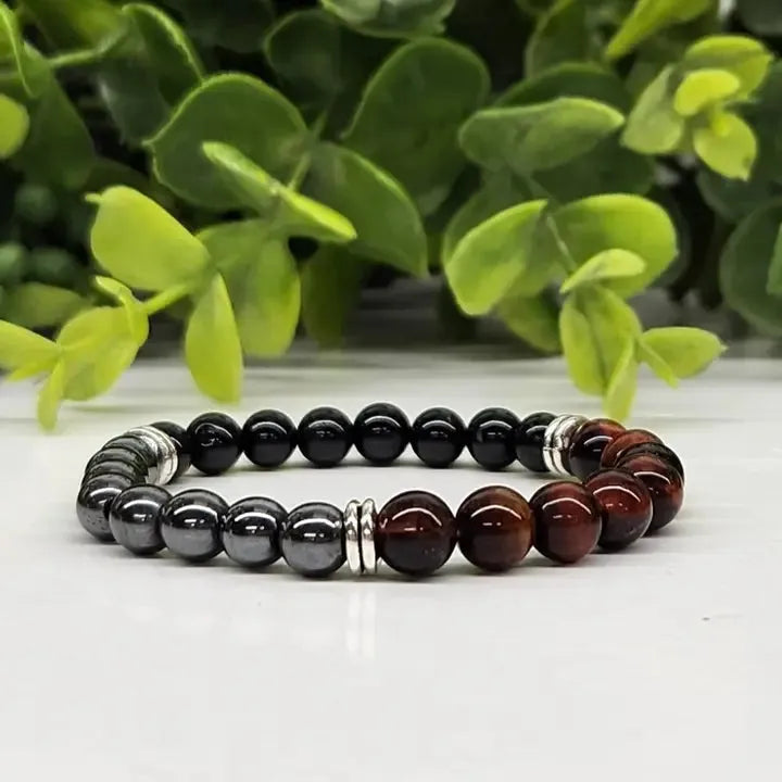 HEALING FROM BULLYING Kid's Bracelet- Children's/Kids Size- Hematite, Red Tiger Eye and Black Tourmaline