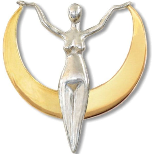 Crescent Moon Goddess in Silver Pendant