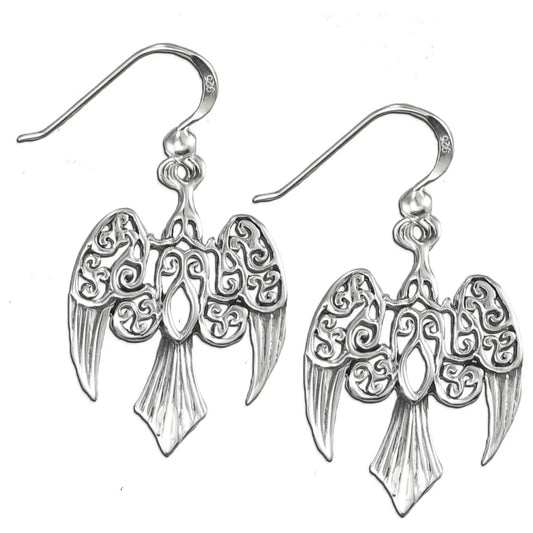 Sterling Silver Goddess Morrigan Raven Earrings