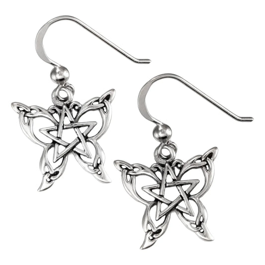 Sterling Silver Butterfly Pentacle Earrings