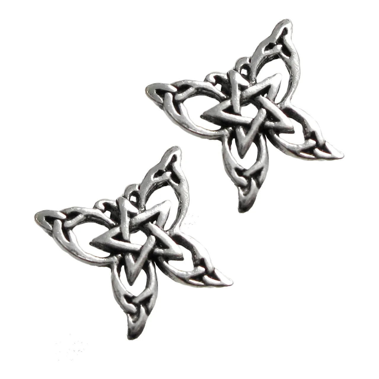 Sterling Silver Butterfly Pentacle Stud Earrings