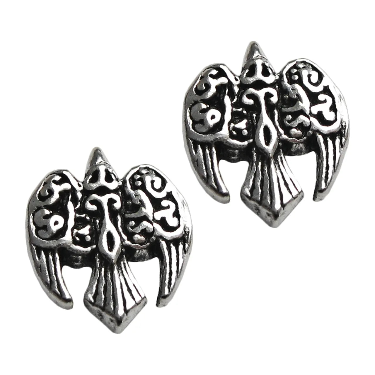 Sterling Silver Celtic Goddess Morrigan Raven Stud Earrings