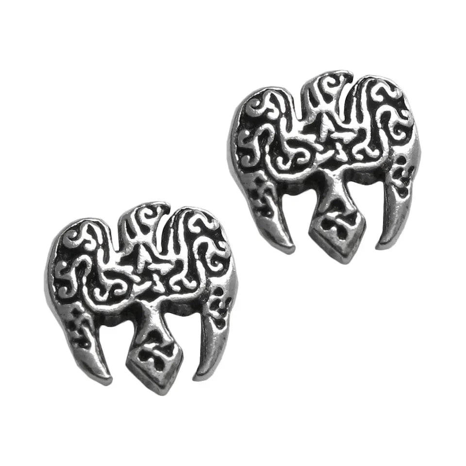 Sterling Silver Raven Pentacle Stud Earrings