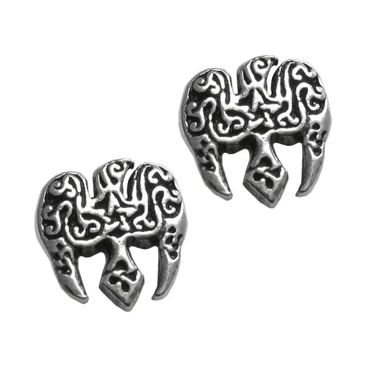 Sterling Silver Raven Pentacle Stud Earrings