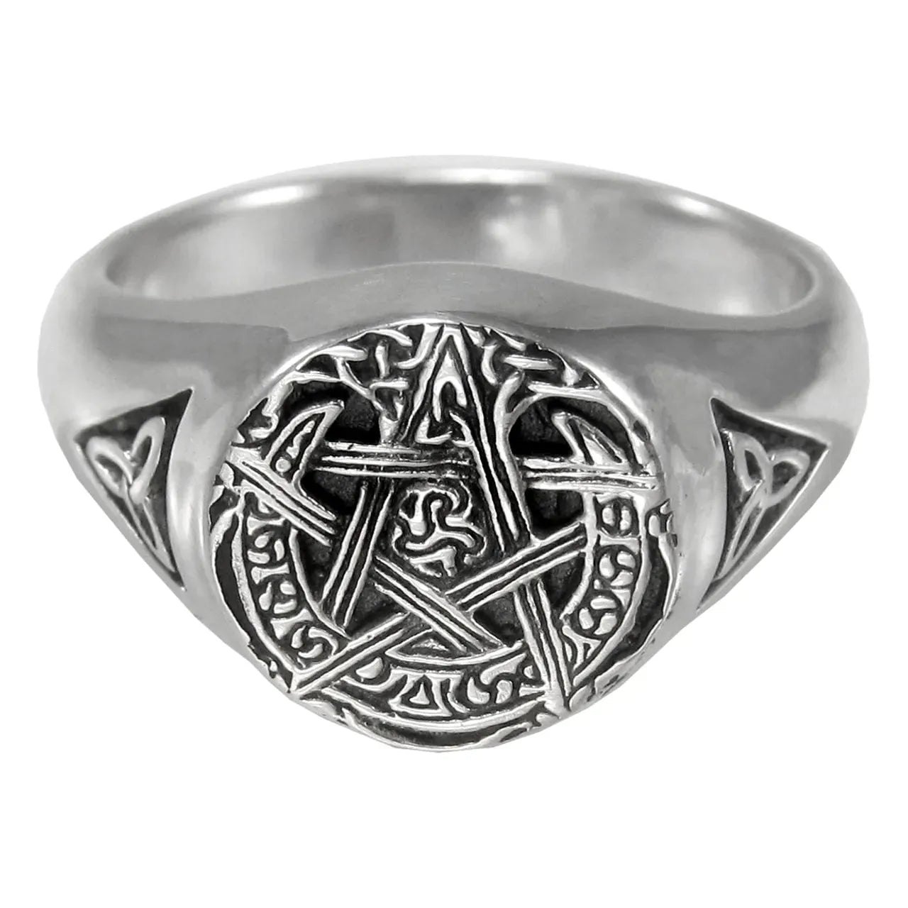 Sterling Silver Moon Pentacle Ring Sizes 5-12