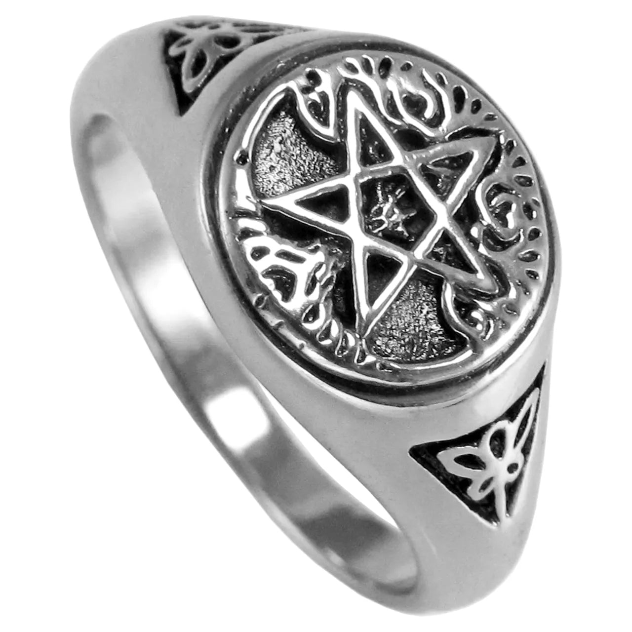 Sterling Silver Tree Pentacle Ring Sizes 5-12