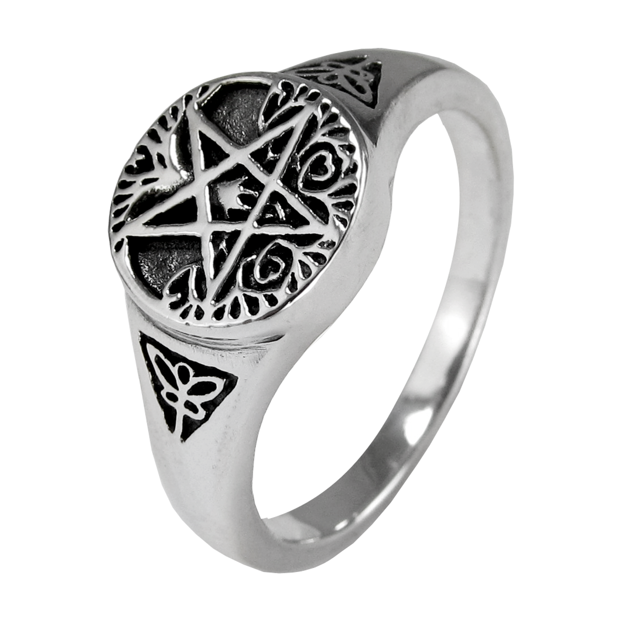 Sterling Silver Small Tree Pentacle Ring Sizes 5-12