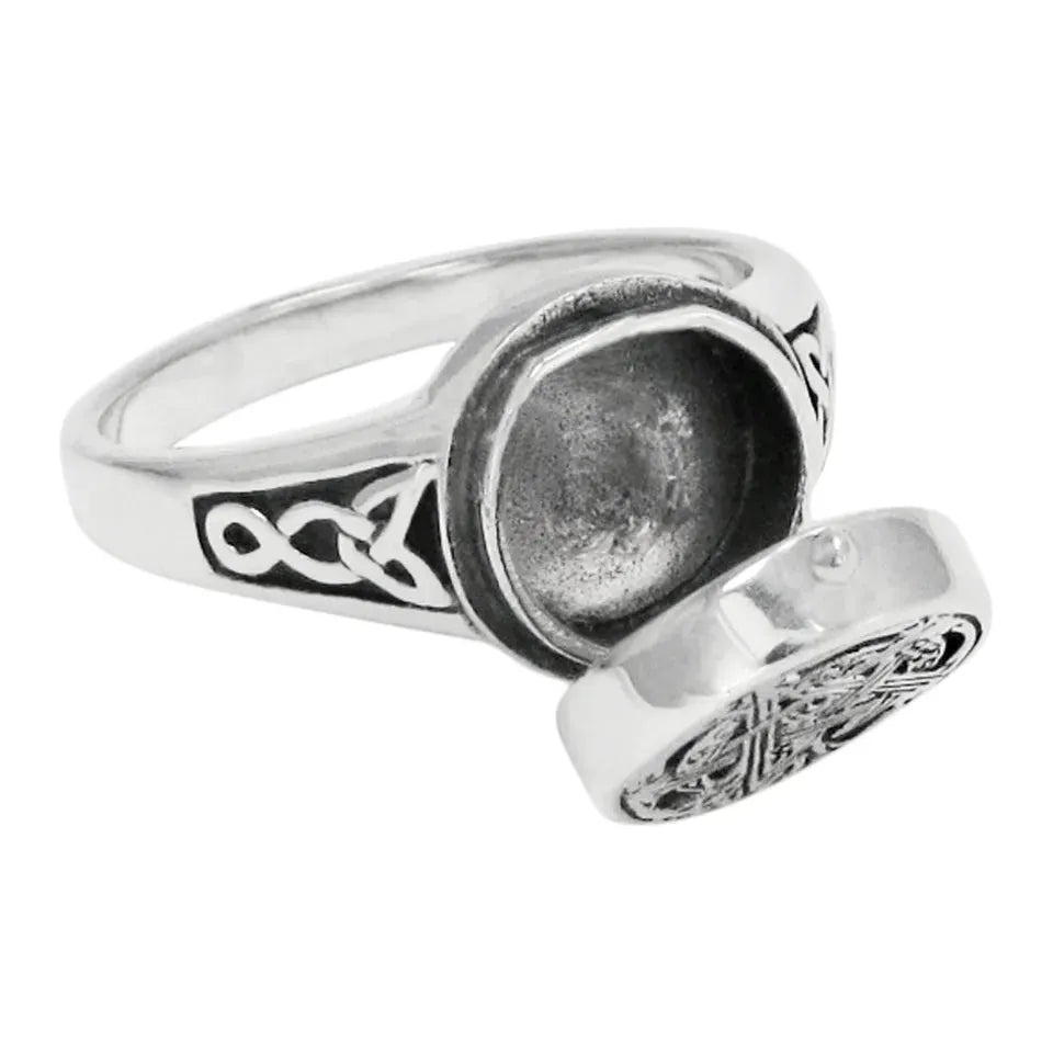 Sterling Silver Moon Pentacle Poison Locket Ring