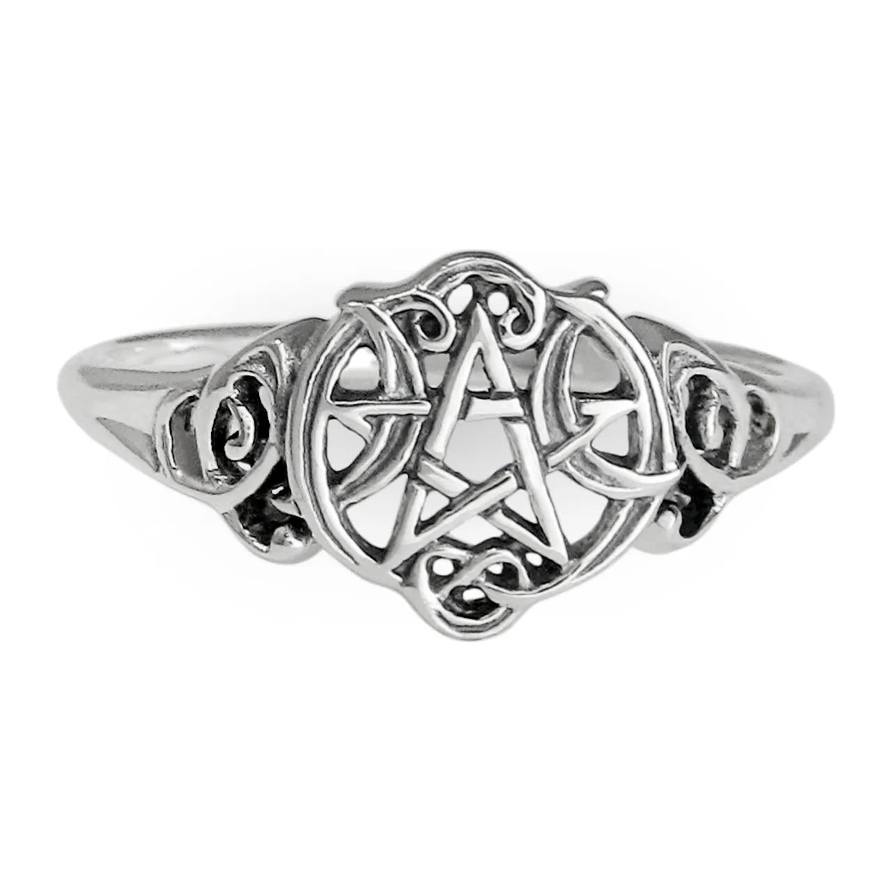 Sterling Silver Heart Pentacle Ring Sizes 4-15