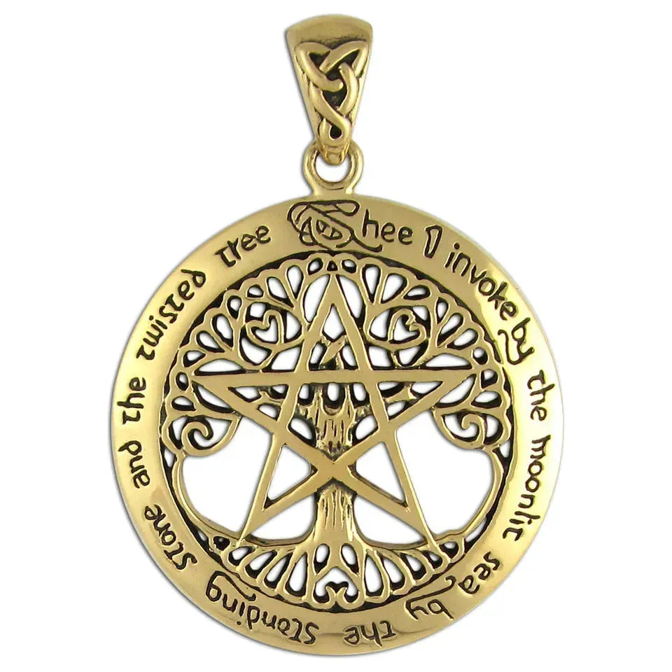 Bronze Extra Large Cut Out Tree Pentacle Pendant