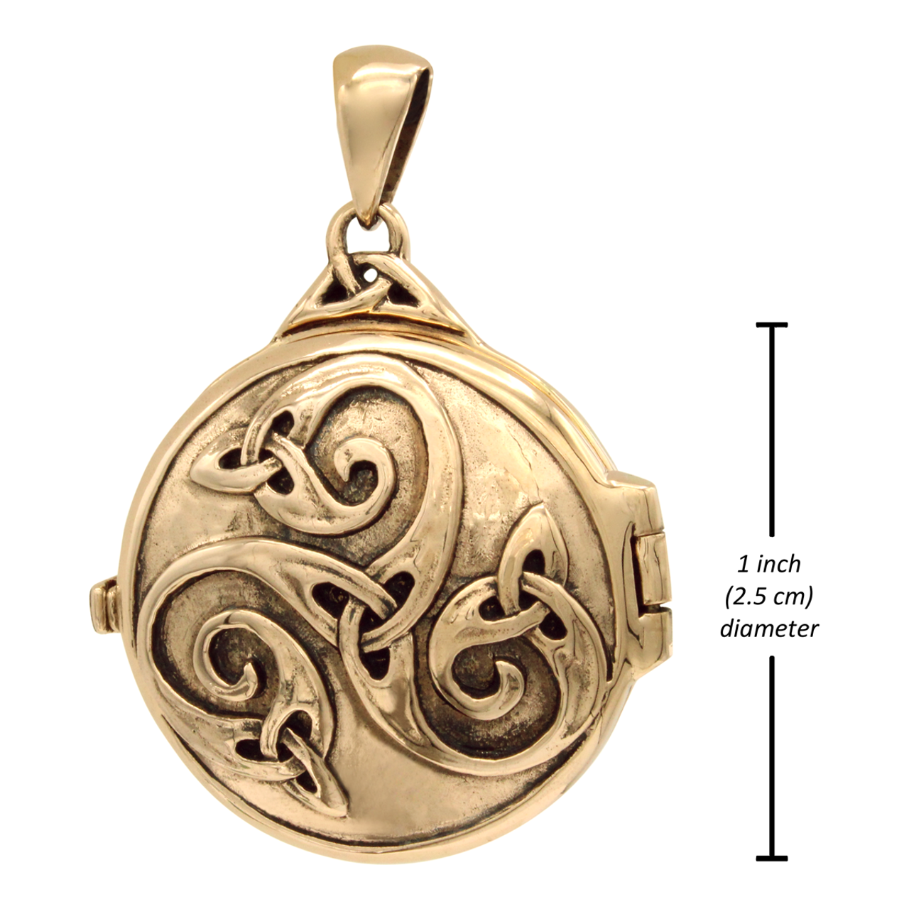 Bronze Celtic Swirl with Hidden Pentacle Locket Pendant
