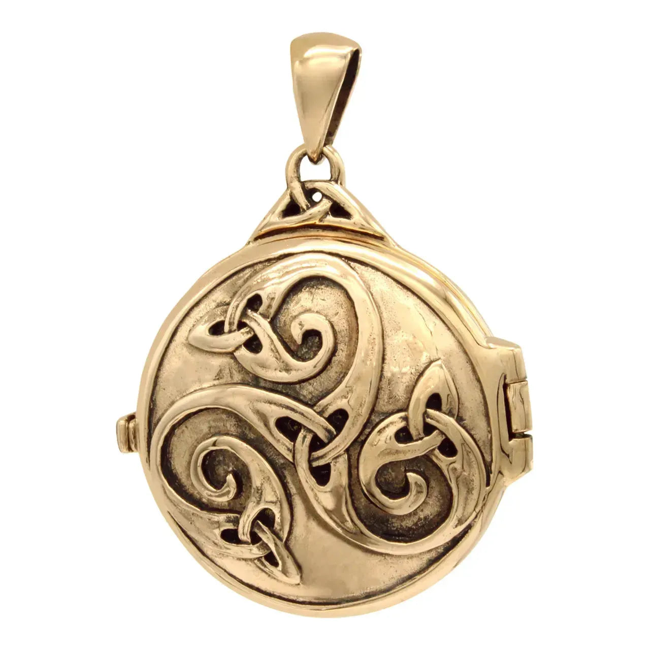 Bronze Celtic Swirl with Hidden Pentacle Locket Pendant