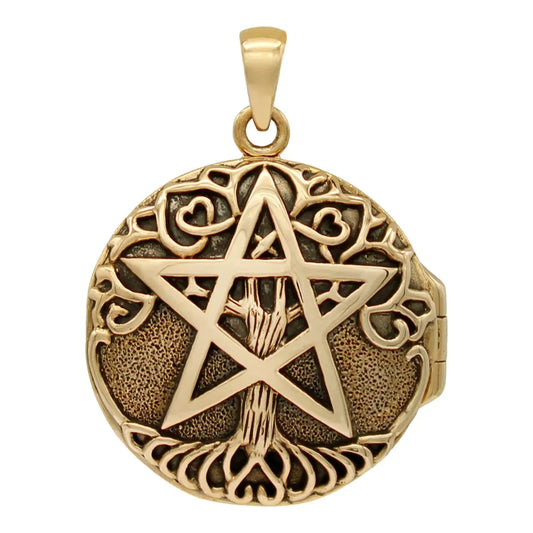 Bronze Tree Pentacle Aromatherapy Locket Pendant