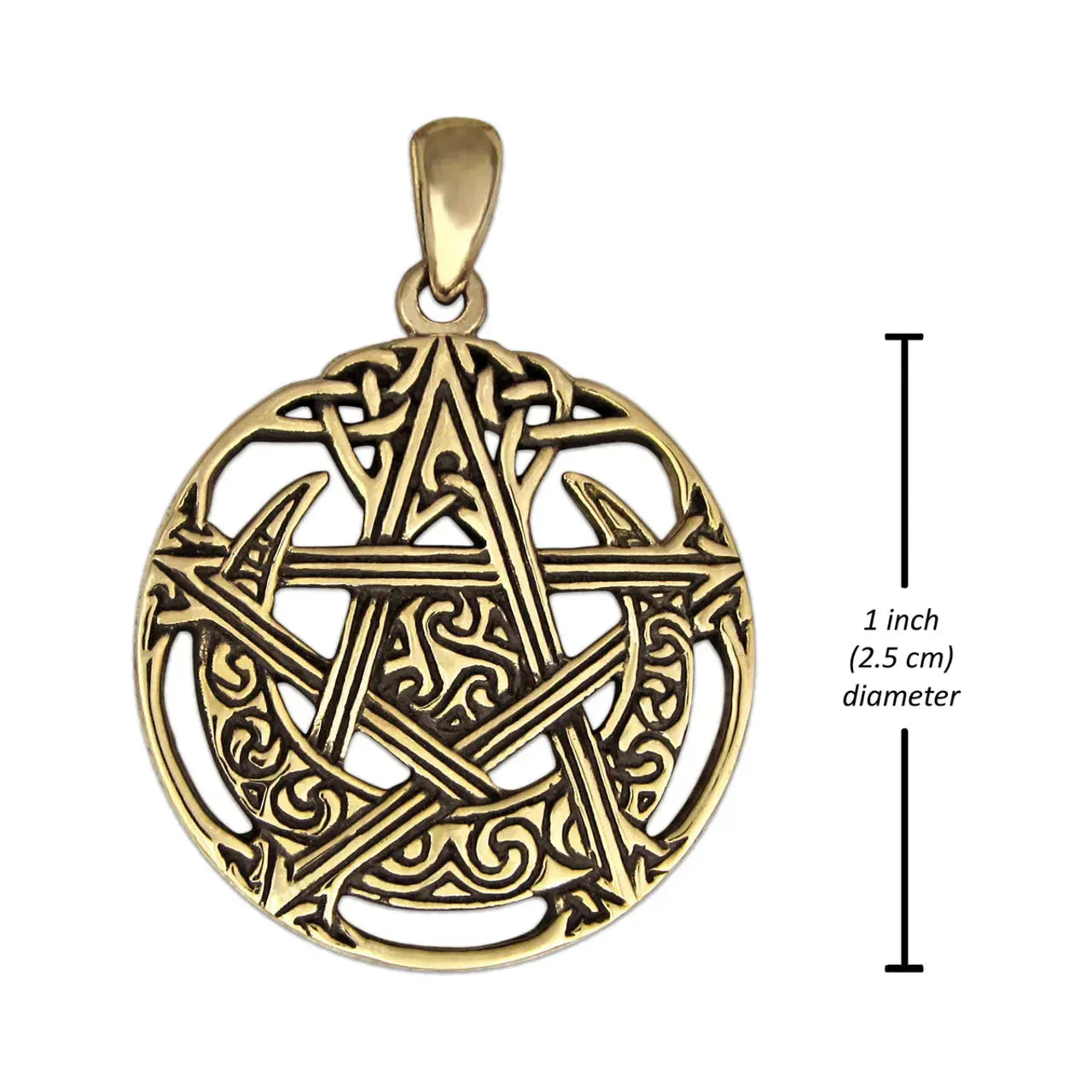 Bronze Cut Out Moon Pentacle Pendant