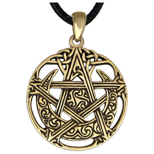 Bronze Cut Out Moon Pentacle Pendant