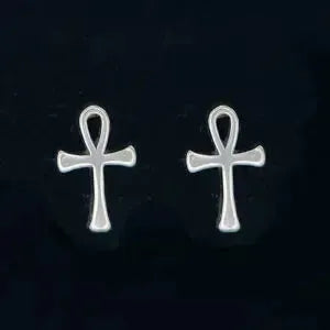 Sterling Silver Ankh Post Earrings