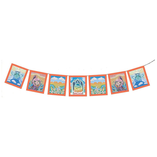 Earth Blessings Batik Flags String of 7 by Good Karma Flags