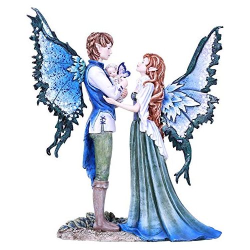 Fairy Couple with Baby Family Statue by Amy Brown