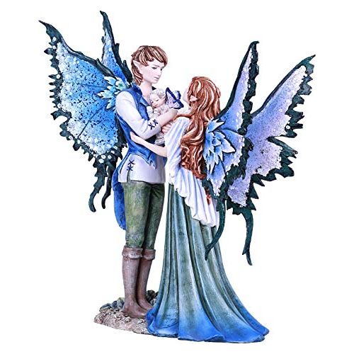 Fairy Couple with Baby Family Statue by Amy Brown