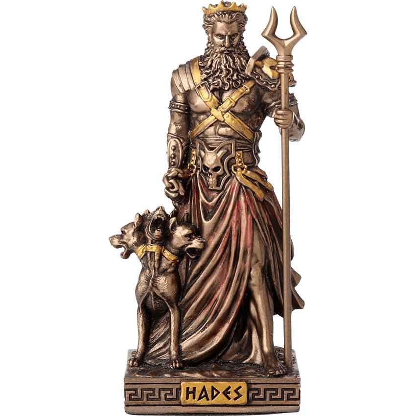 Bronze Look Finish Hades Mini Statue Hand Painted 3 1/2"