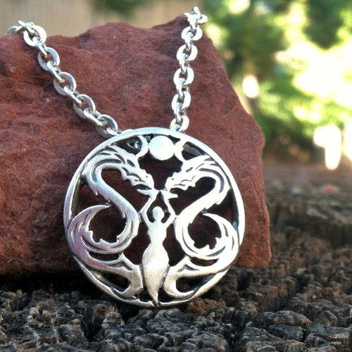 Lady & Dragon Triple Moon Pendant