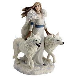 Winter Guardians by Anne Stokes Snow Wolves and Mistress Statue