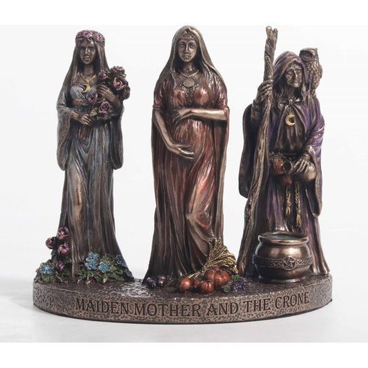 Bronze Finish Triple Goddess Mother Maiden Crone Statue